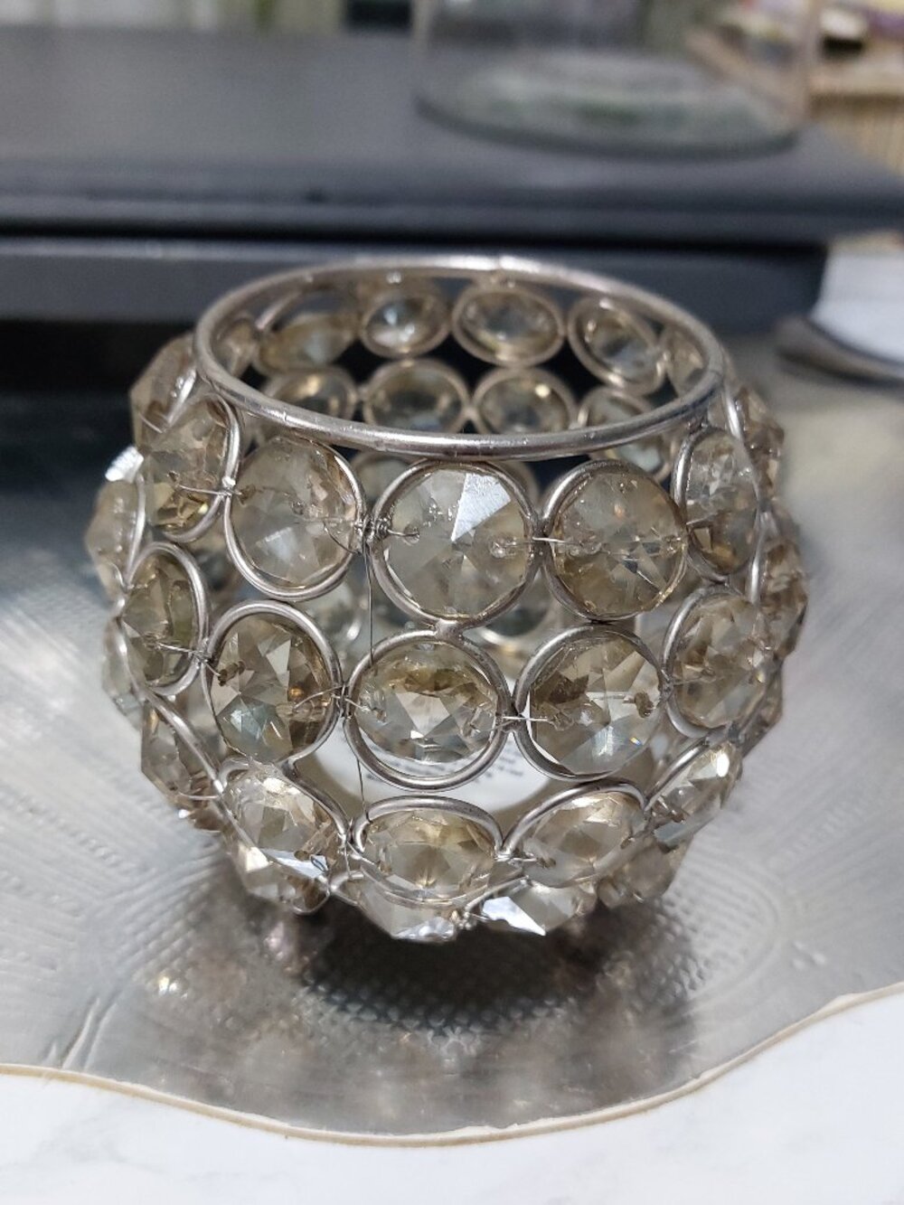 Silver Toned Beads Crystal Beads Embellished Candle Holder Nanette Lepore Candle